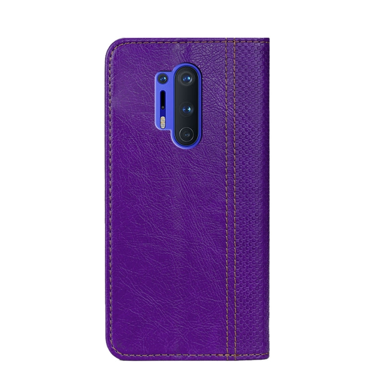 For OnePlus 8 Pro Grid Texture Magnetic PU + TPU Horizontal Flip Leather Case with Holder & Card Slot