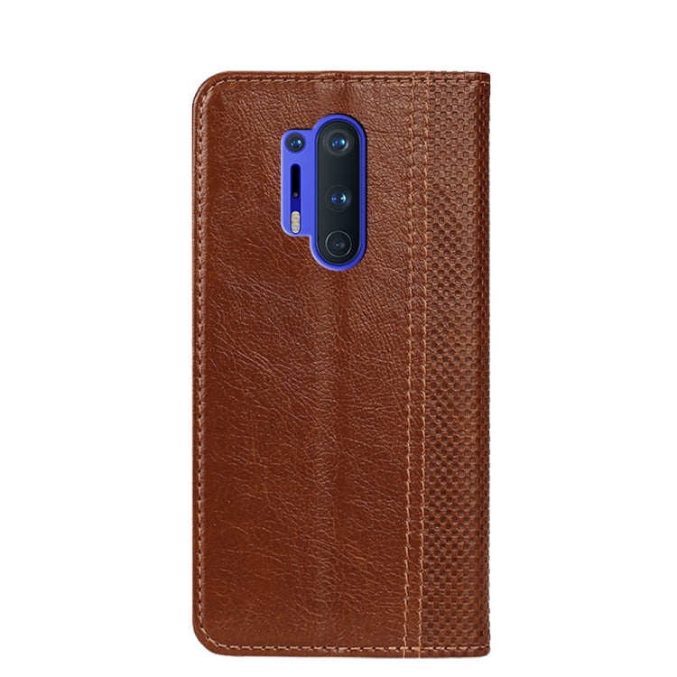 For OnePlus 8 Pro Grid Texture Magnetic PU + TPU Horizontal Flip Leather Case with Holder & Card Slot