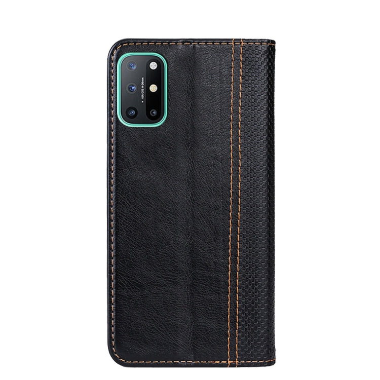 For OnePlus 8T Grid Texture Magnetic PU + TPU Horizontal Flip Leather Case with Holder & Card Slot