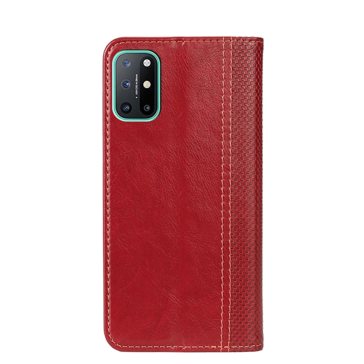 For OnePlus 8T Grid Texture Magnetic PU + TPU Horizontal Flip Leather Case with Holder & Card Slot