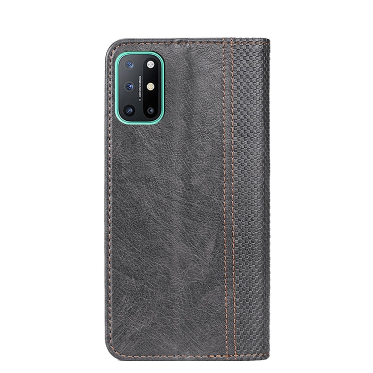 For OnePlus 8T Grid Texture Magnetic PU + TPU Horizontal Flip Leather Case with Holder & Card Slot