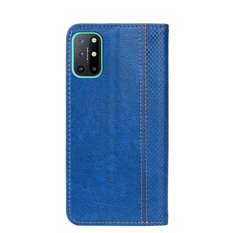 For OnePlus 8T Grid Texture Magnetic PU + TPU Horizontal Flip Leather Case with Holder & Card Slot