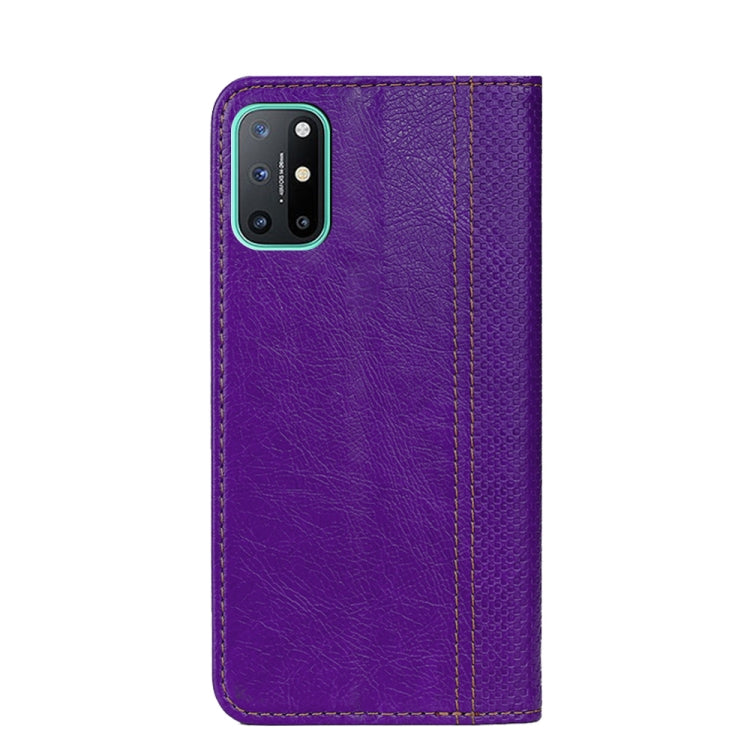 For OnePlus 8T Grid Texture Magnetic PU + TPU Horizontal Flip Leather Case with Holder & Card Slot
