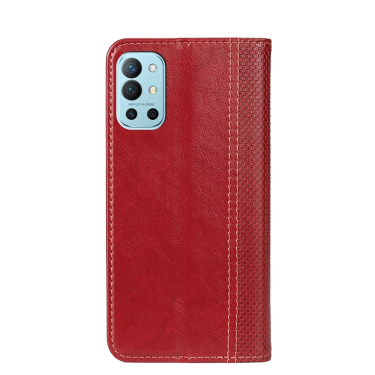 For OnePlus 9R Grid Texture Magnetic PU + TPU Horizontal Flip Leather Case with Holder & Card Slot