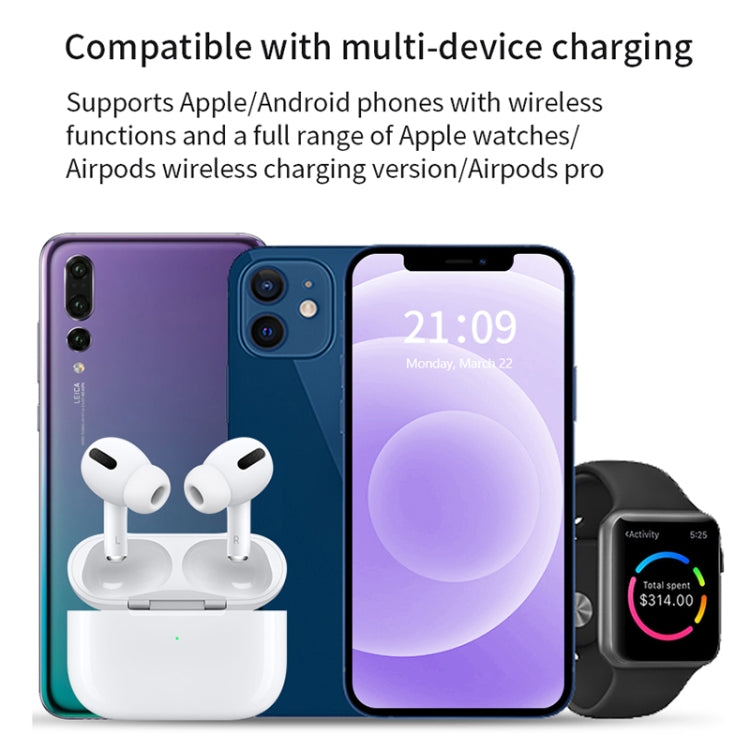 A10 3 in 1 23W Foldable QI Wireless Charger for Mobile Phones & Apple Watches & AirPods, with Ambient Light(Black)