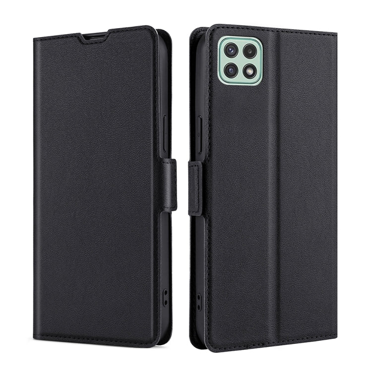 For Samsung Galaxy A22 5G Ultra-thin Voltage Side Buckle PU + TPU Horizontal Flip Leather Case with Holder & Card Slot
