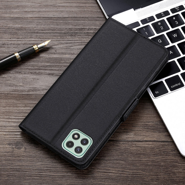 For Samsung Galaxy A22 5G Ultra-thin Voltage Side Buckle PU + TPU Horizontal Flip Leather Case with Holder & Card Slot