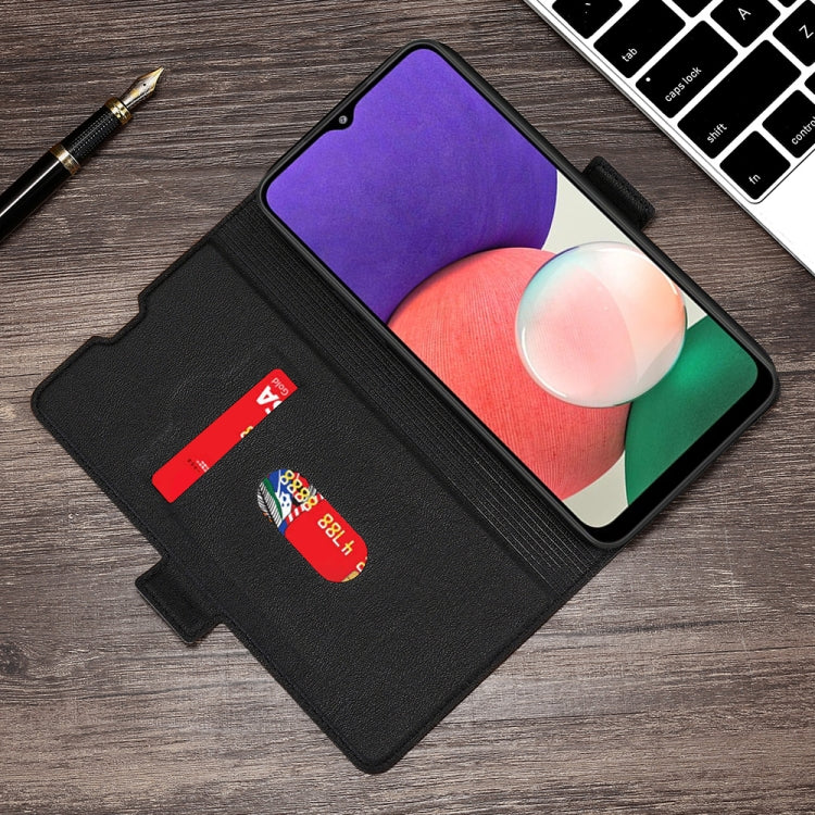 For Samsung Galaxy A22 5G Ultra-thin Voltage Side Buckle PU + TPU Horizontal Flip Leather Case with Holder & Card Slot