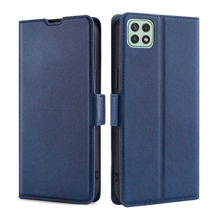 For Samsung Galaxy A22 5G Ultra-thin Voltage Side Buckle PU + TPU Horizontal Flip Leather Case with Holder & Card Slot