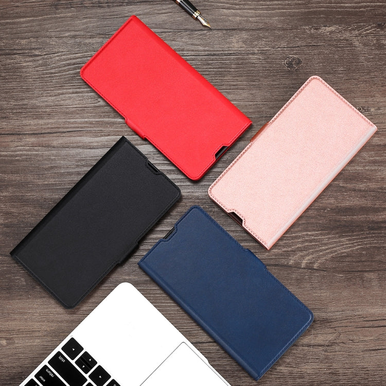 For Samsung Galaxy F52 5G Ultra-thin Voltage Side Buckle PU + TPU Horizontal Flip Leather Case with Holder & Card Slot