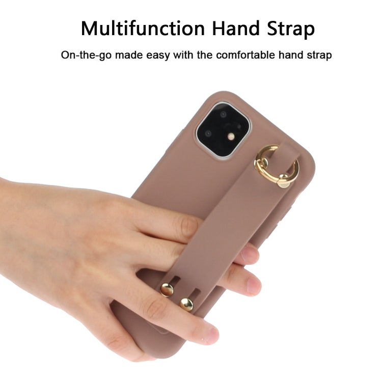 For iPhone 11 Pro Shockproof Solid Color TPU Case with Wristband