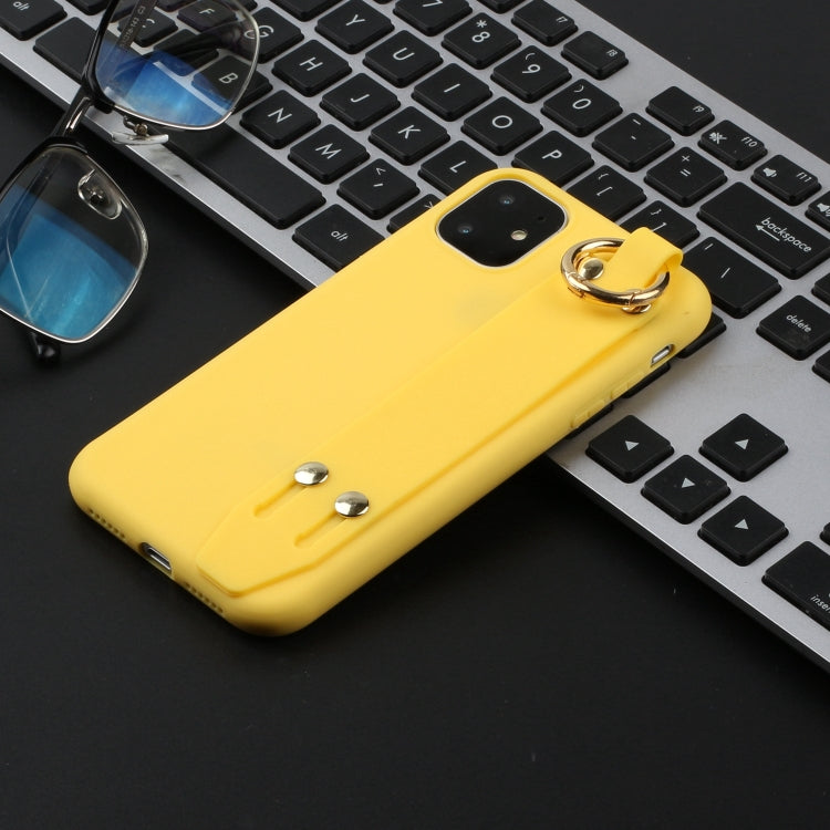 For iPhone 11 Pro Shockproof Solid Color TPU Case with Wristband
