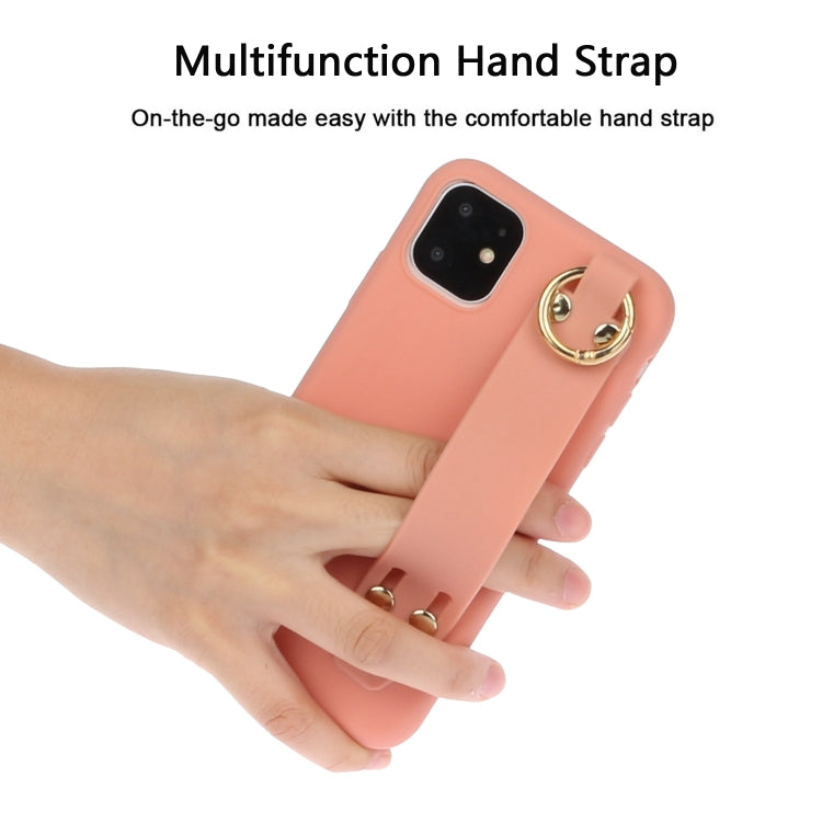 For iPhone 11 Pro Shockproof Solid Color TPU Case with Wristband