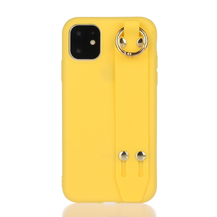 For iPhone 11 Pro Max Shockproof Solid Color TPU Case with Wristband
