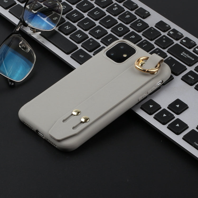For iPhone 11 Shockproof Solid Color TPU Case with Wristband