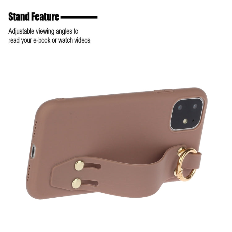 For iPhone 11 Shockproof Solid Color TPU Case with Wristband