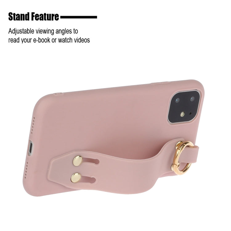 For iPhone 11 Shockproof Solid Color TPU Case with Wristband