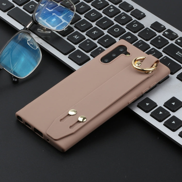 For Galaxy Note10 Shockproof Solid Color TPU Case with Wristband