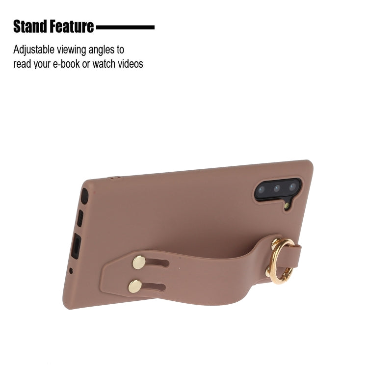 For Galaxy Note10 Shockproof Solid Color TPU Case with Wristband