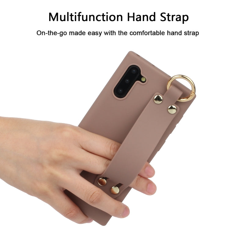 For Galaxy Note10 Shockproof Solid Color TPU Case with Wristband