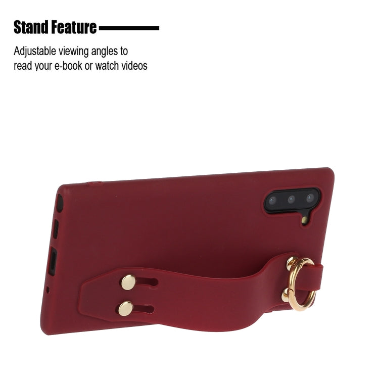 For Galaxy Note10 Shockproof Solid Color TPU Case with Wristband