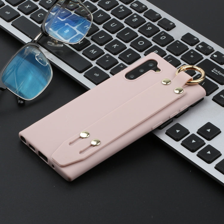 For Galaxy Note10 Shockproof Solid Color TPU Case with Wristband