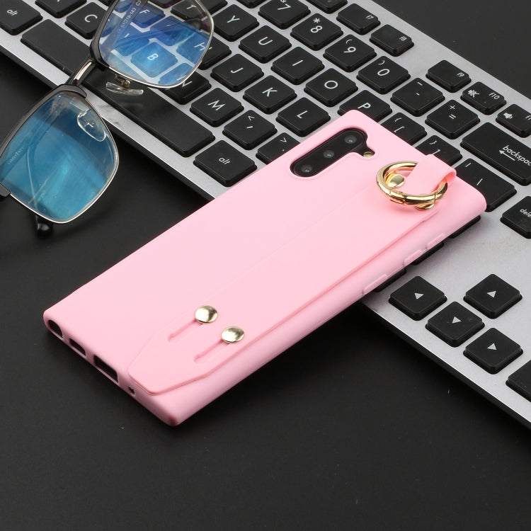 For Galaxy Note10 Shockproof Solid Color TPU Case with Wristband