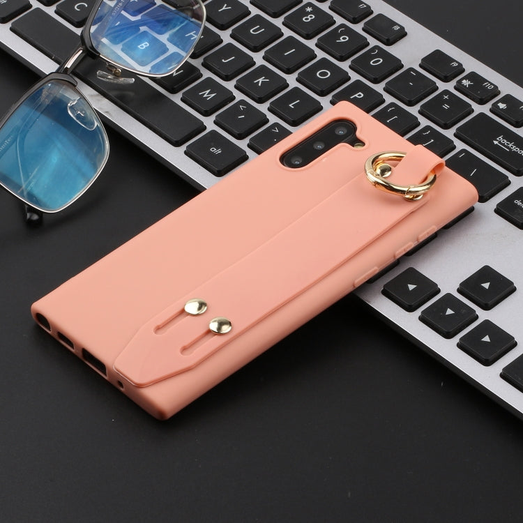 For Galaxy Note10 Shockproof Solid Color TPU Case with Wristband