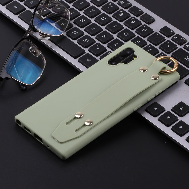 For Galaxy Note10+ Shockproof Solid Color TPU Case with Wristband