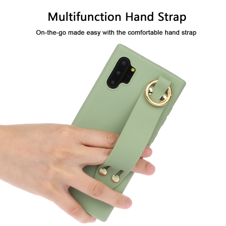 For Galaxy Note10+ Shockproof Solid Color TPU Case with Wristband