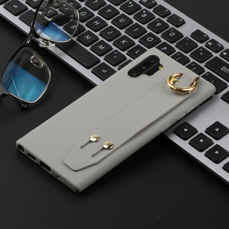 For Galaxy Note10+ Shockproof Solid Color TPU Case with Wristband