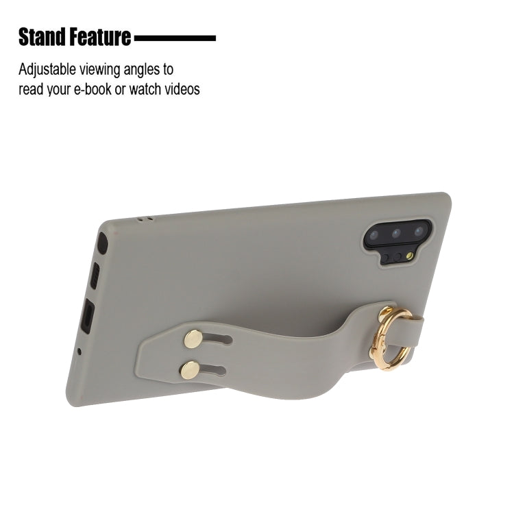 For Galaxy Note10+ Shockproof Solid Color TPU Case with Wristband