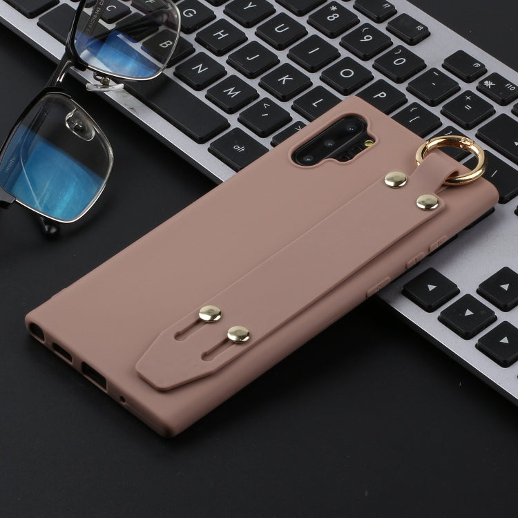 For Galaxy Note10+ Shockproof Solid Color TPU Case with Wristband