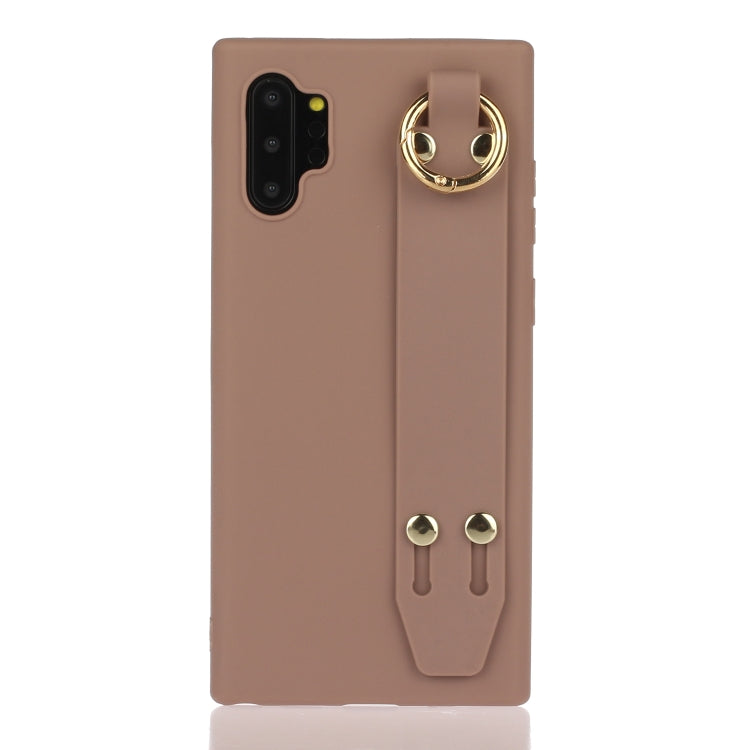 For Galaxy Note10+ Shockproof Solid Color TPU Case with Wristband