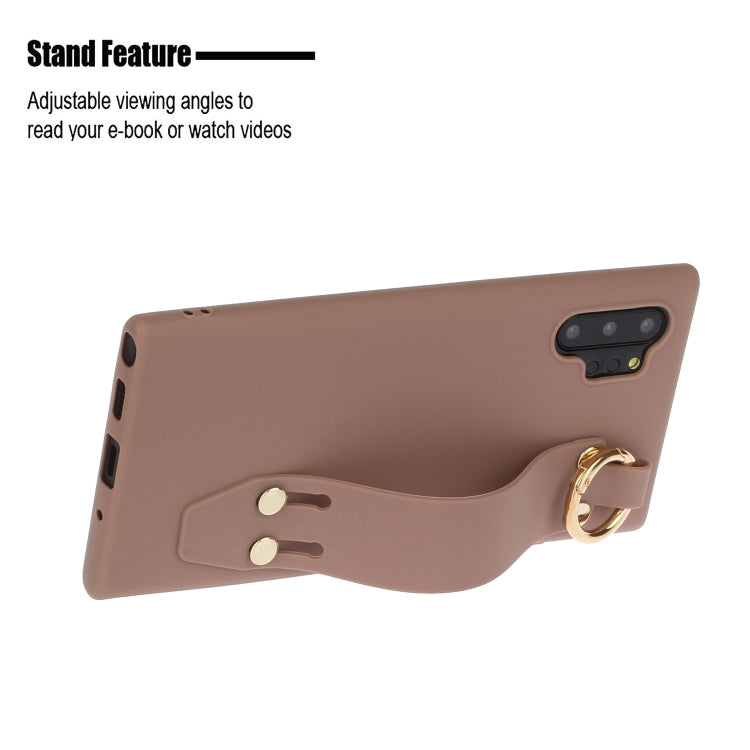 For Galaxy Note10+ Shockproof Solid Color TPU Case with Wristband