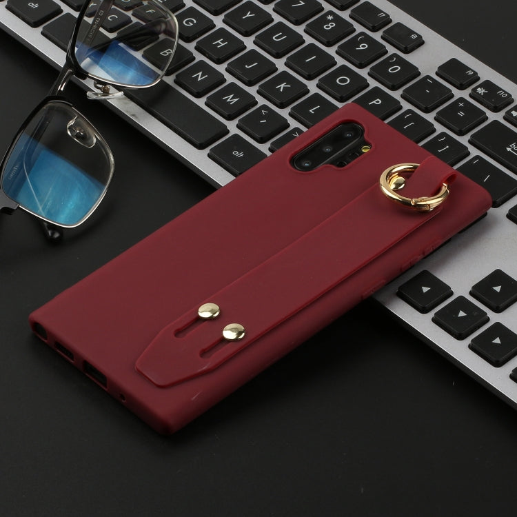 For Galaxy Note10+ Shockproof Solid Color TPU Case with Wristband