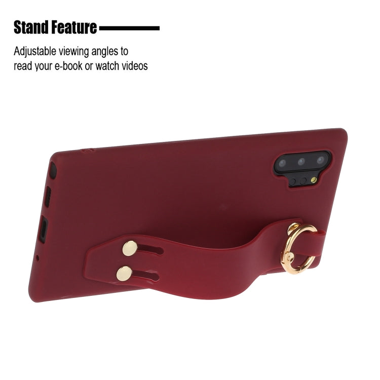 For Galaxy Note10+ Shockproof Solid Color TPU Case with Wristband