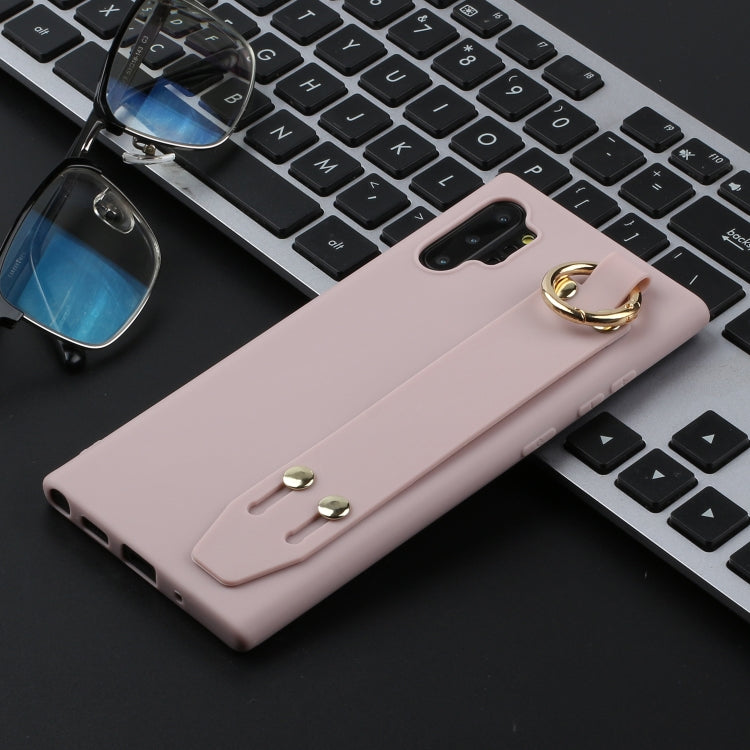 For Galaxy Note10+ Shockproof Solid Color TPU Case with Wristband