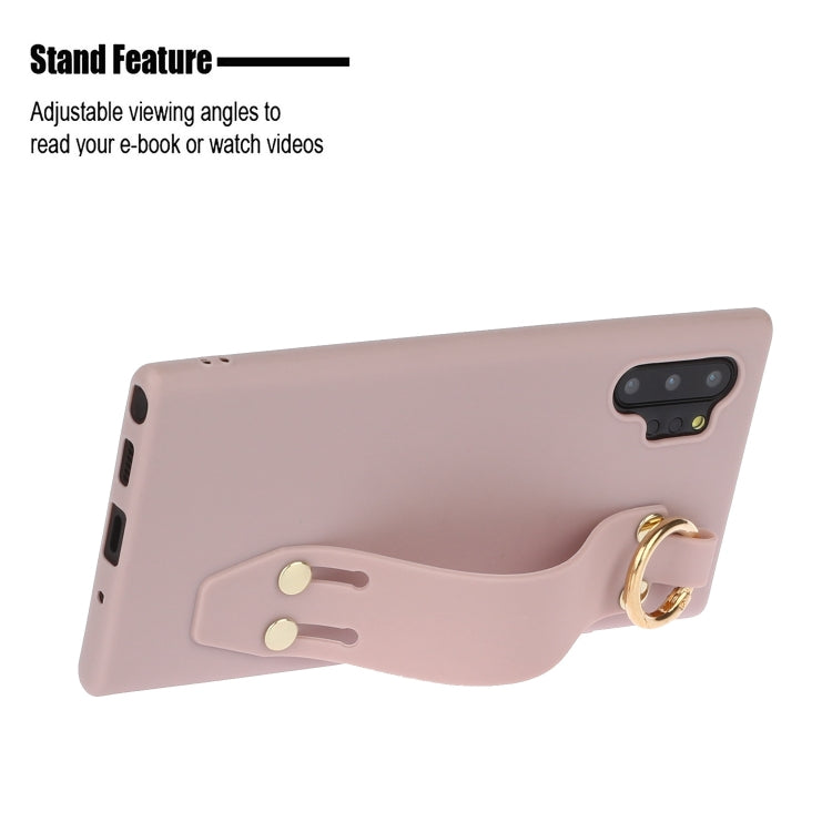 For Galaxy Note10+ Shockproof Solid Color TPU Case with Wristband