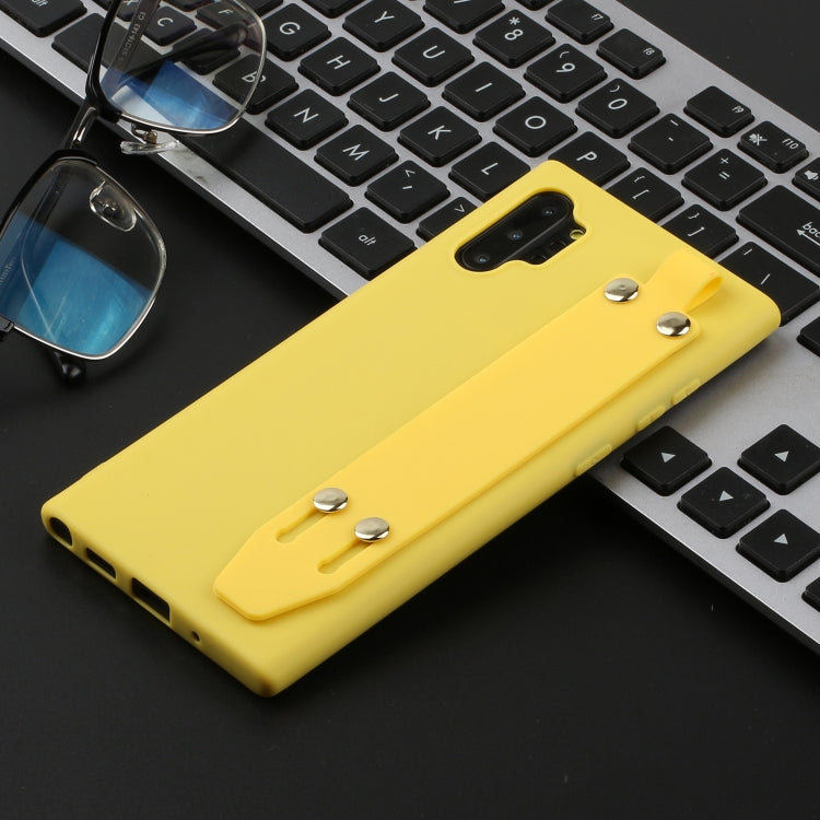 For Galaxy Note10+ Shockproof Solid Color TPU Case with Wristband