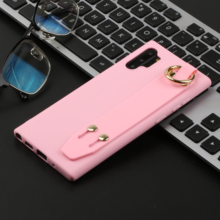 For Galaxy Note10+ Shockproof Solid Color TPU Case with Wristband