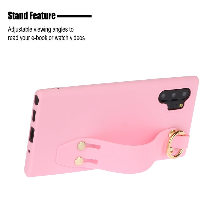For Galaxy Note10+ Shockproof Solid Color TPU Case with Wristband