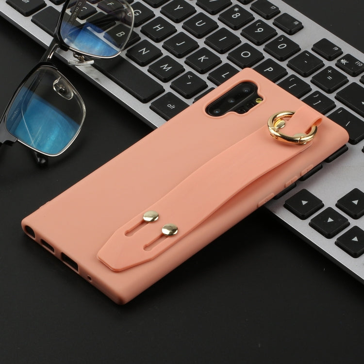 For Galaxy Note10+ Shockproof Solid Color TPU Case with Wristband