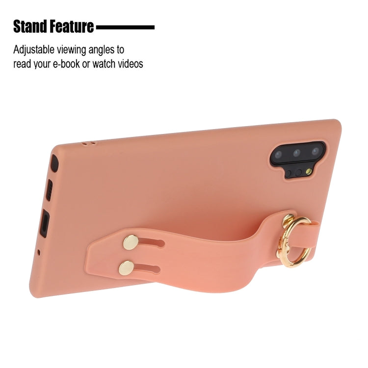 For Galaxy Note10+ Shockproof Solid Color TPU Case with Wristband