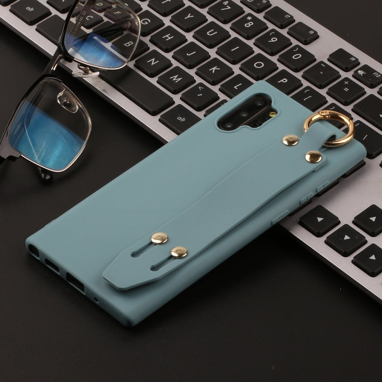 For Galaxy Note10+ Shockproof Solid Color TPU Case with Wristband