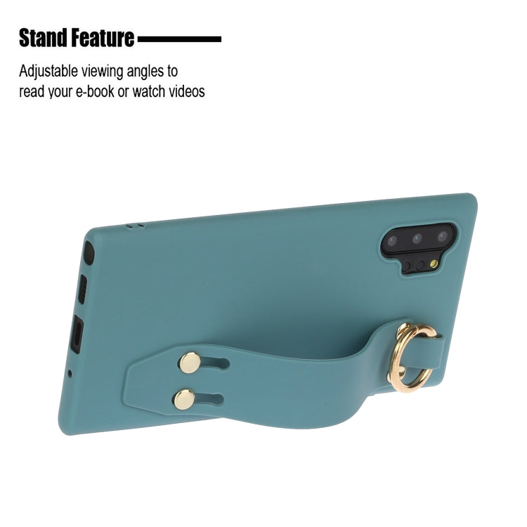 For Galaxy Note10+ Shockproof Solid Color TPU Case with Wristband