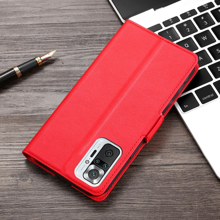 For Xiaomi Redmi Note 10 Pro / Note 10 Pro Max Ultra-thin Voltage Side Buckle PU + TPU Horizontal Flip Leather Case with Holder & Card Slot