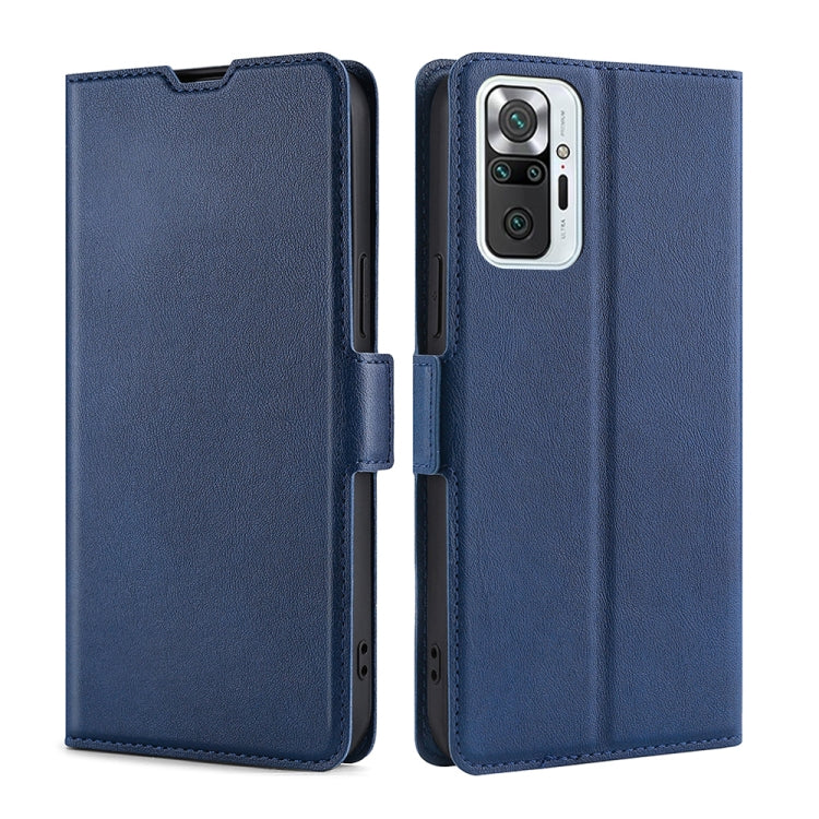 For Xiaomi Redmi Note 10 Pro / Note 10 Pro Max Ultra-thin Voltage Side Buckle PU + TPU Horizontal Flip Leather Case with Holder & Card Slot