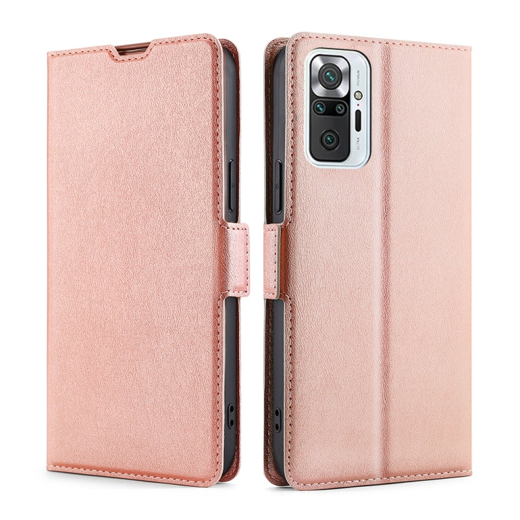 For Xiaomi Redmi Note 10 Pro / Note 10 Pro Max Ultra-thin Voltage Side Buckle PU + TPU Horizontal Flip Leather Case with Holder & Card Slot