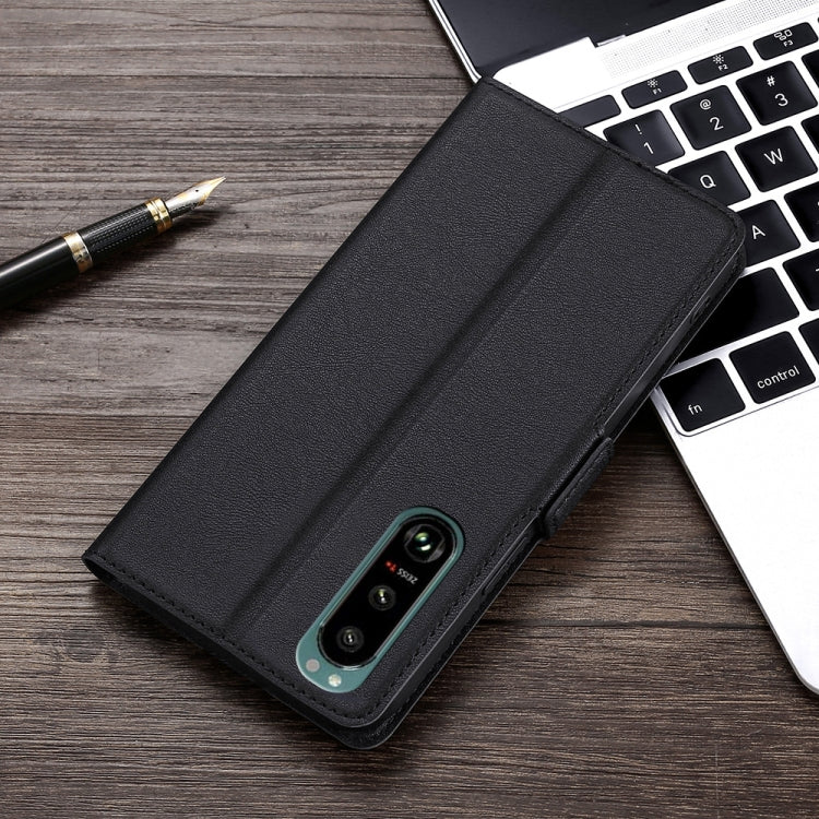 For Sony Xperia 5 III Ultra-thin Voltage Side Buckle PU + TPU Horizontal Flip Leather Case with Holder & Card Slot